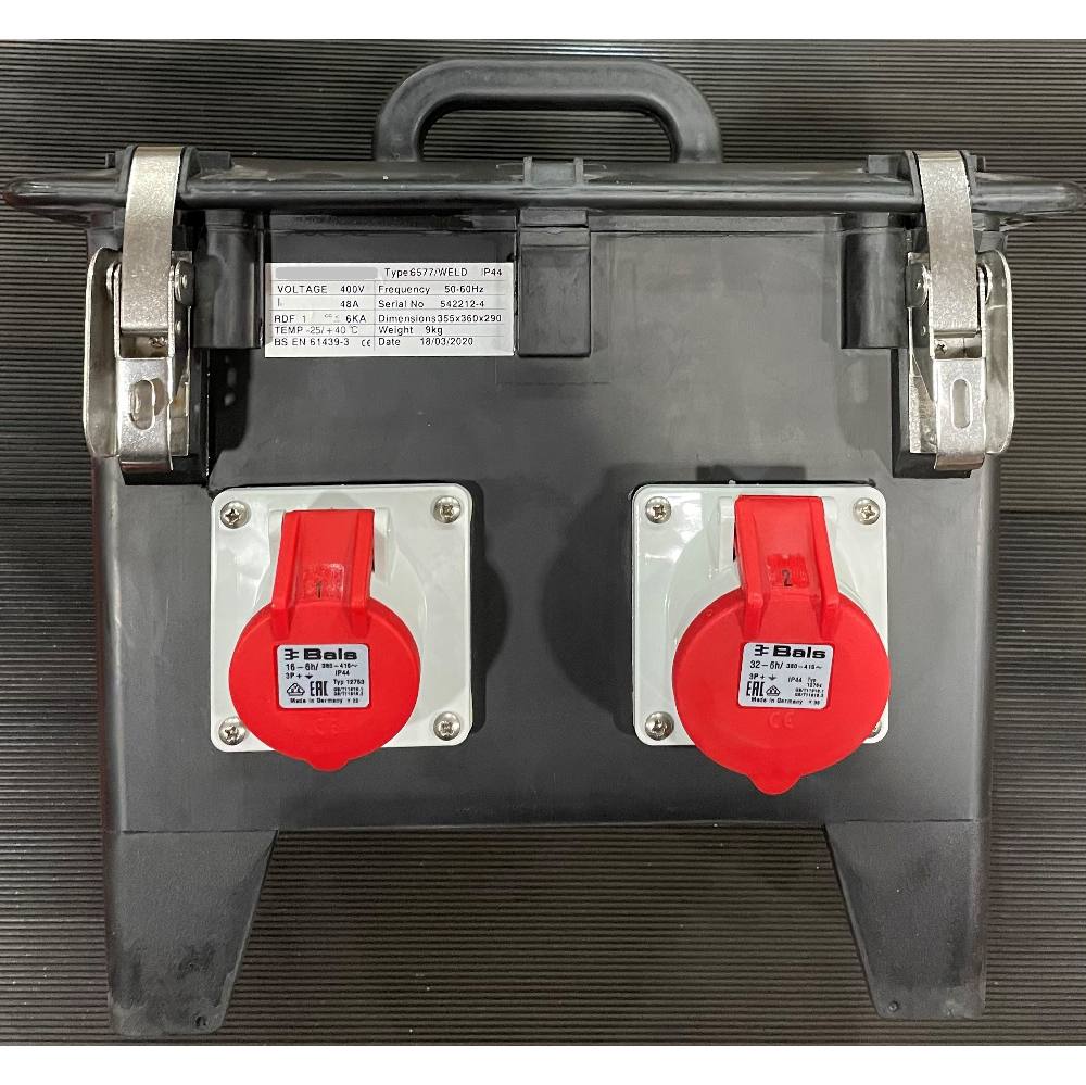 Black RCD Box 1/16A 4Pin Socket, 1/32A 4Pin Socket