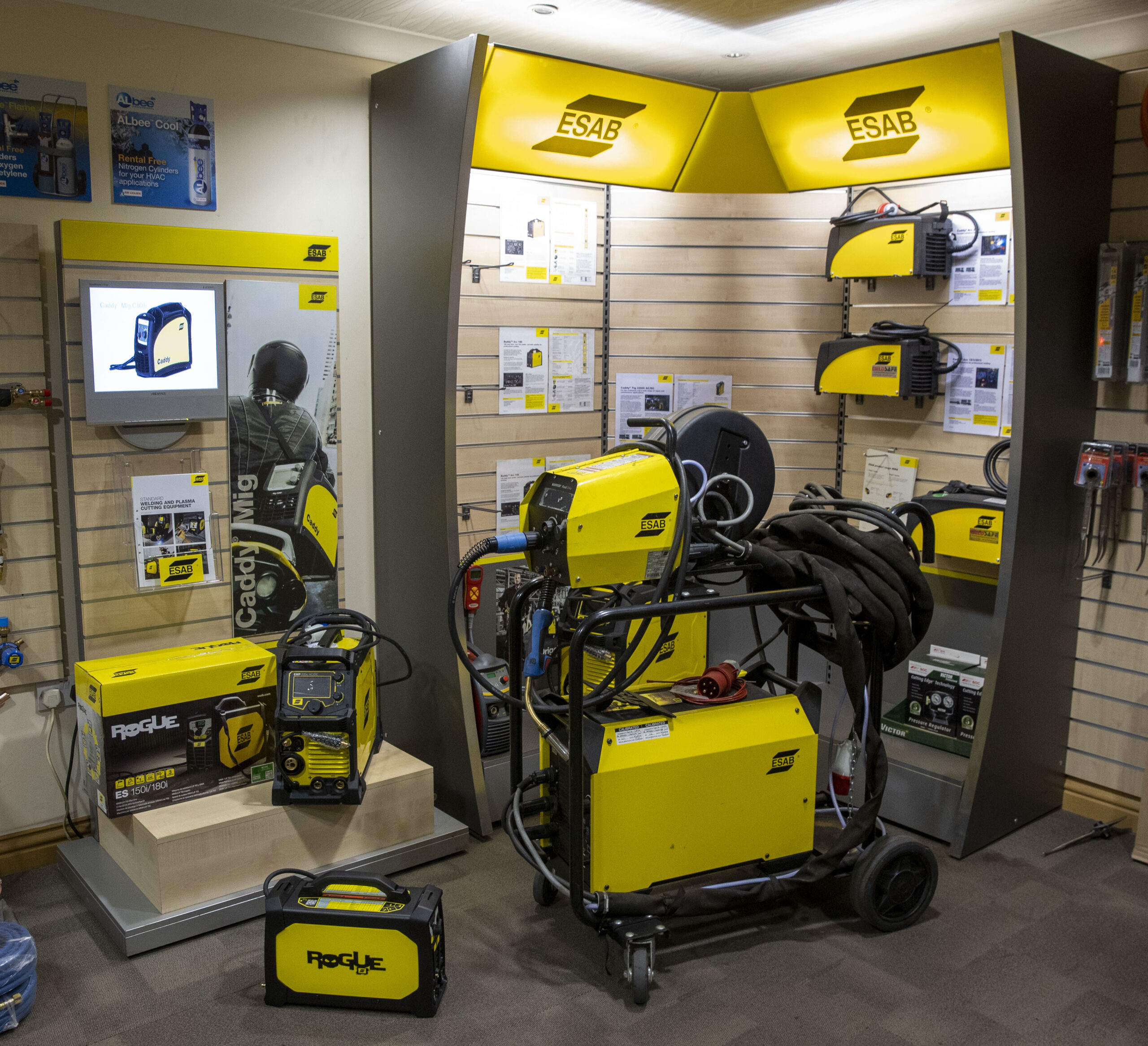 ESAB welding machines on display in the Weldsafe showroom