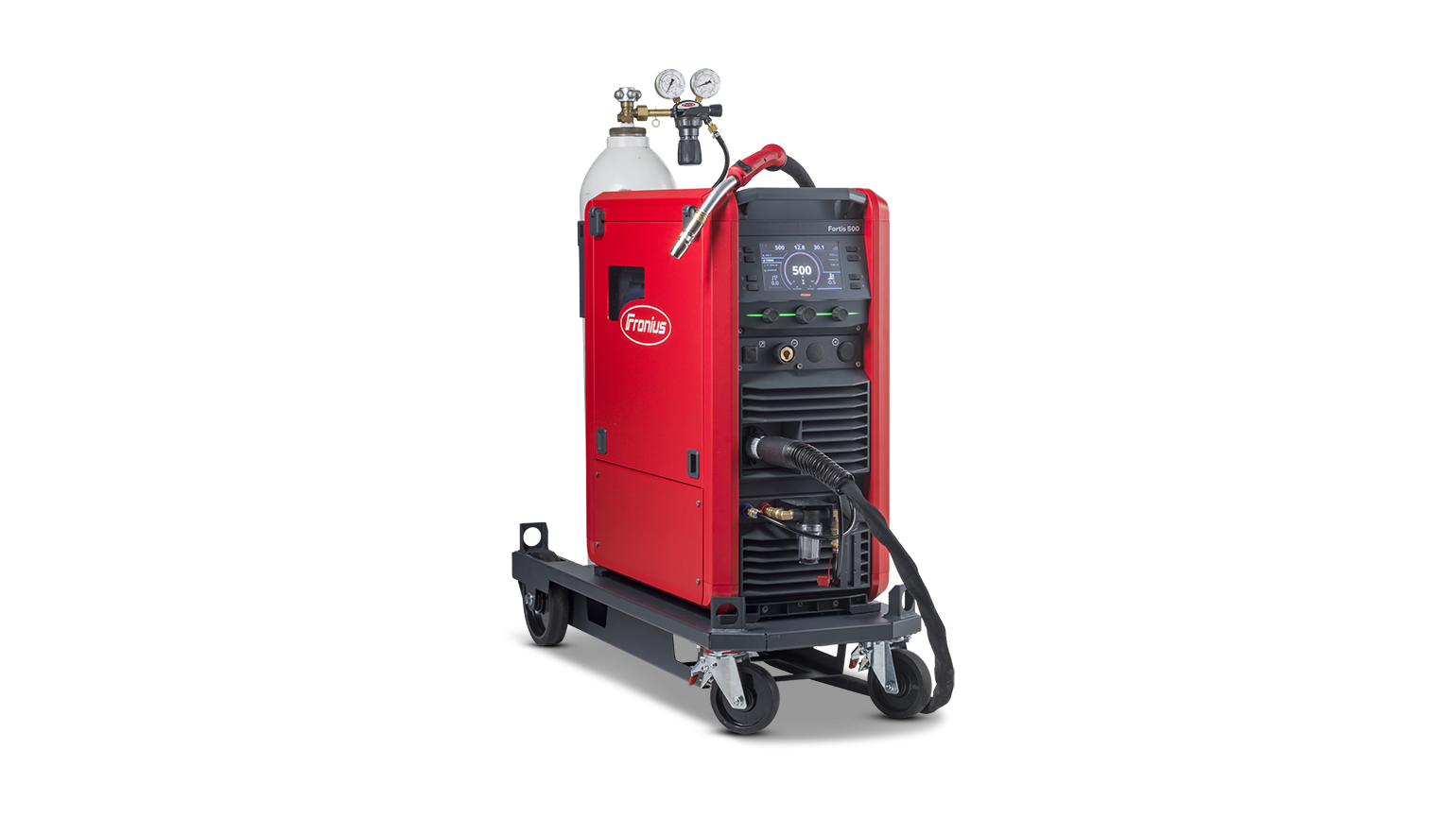 Fronius Fortis 500 C water-cooled compact MIG welder on a TU Car 4 Standard trolley