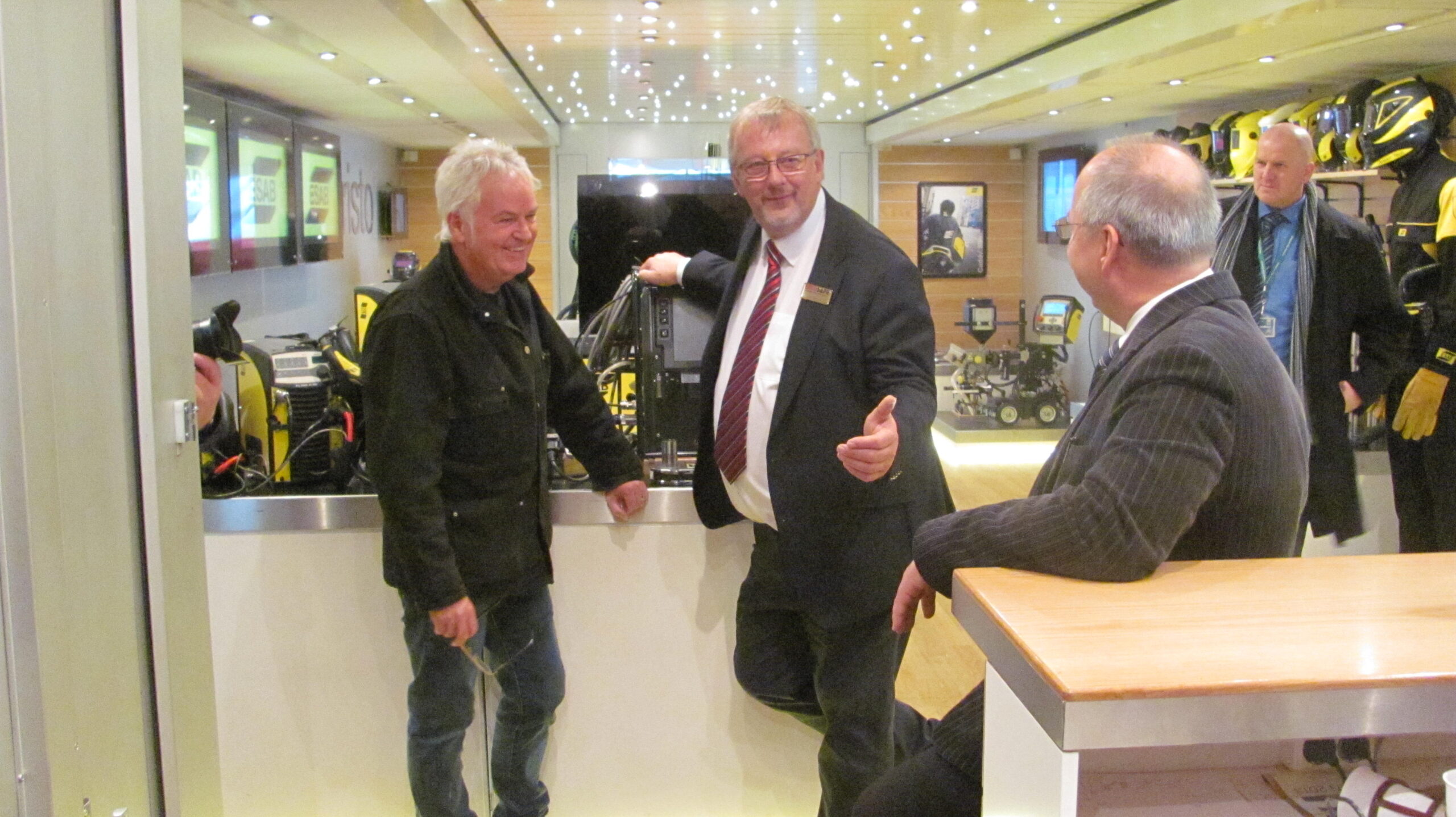Inside the ESAB demonstration trailer at Weldsafe, Glasgow, November 2013
