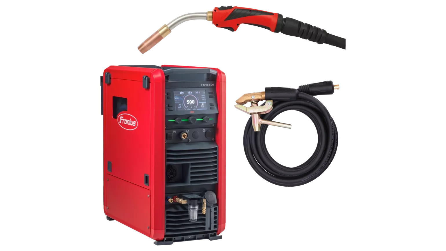 Fronius Fortis 500 C Pulse water-cooled ready-to-weld package with MTW 500i torch and earth cable